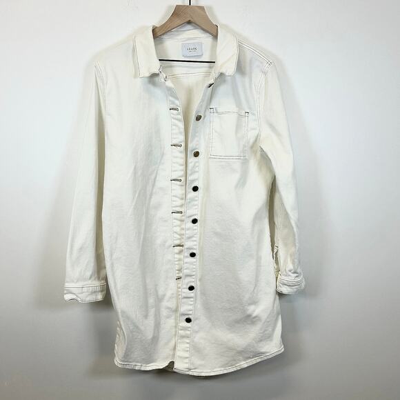 Legoe Heritage Rome denim White maternity shirt dress Women’s size 6 (Medium) - Picture 3 of 10